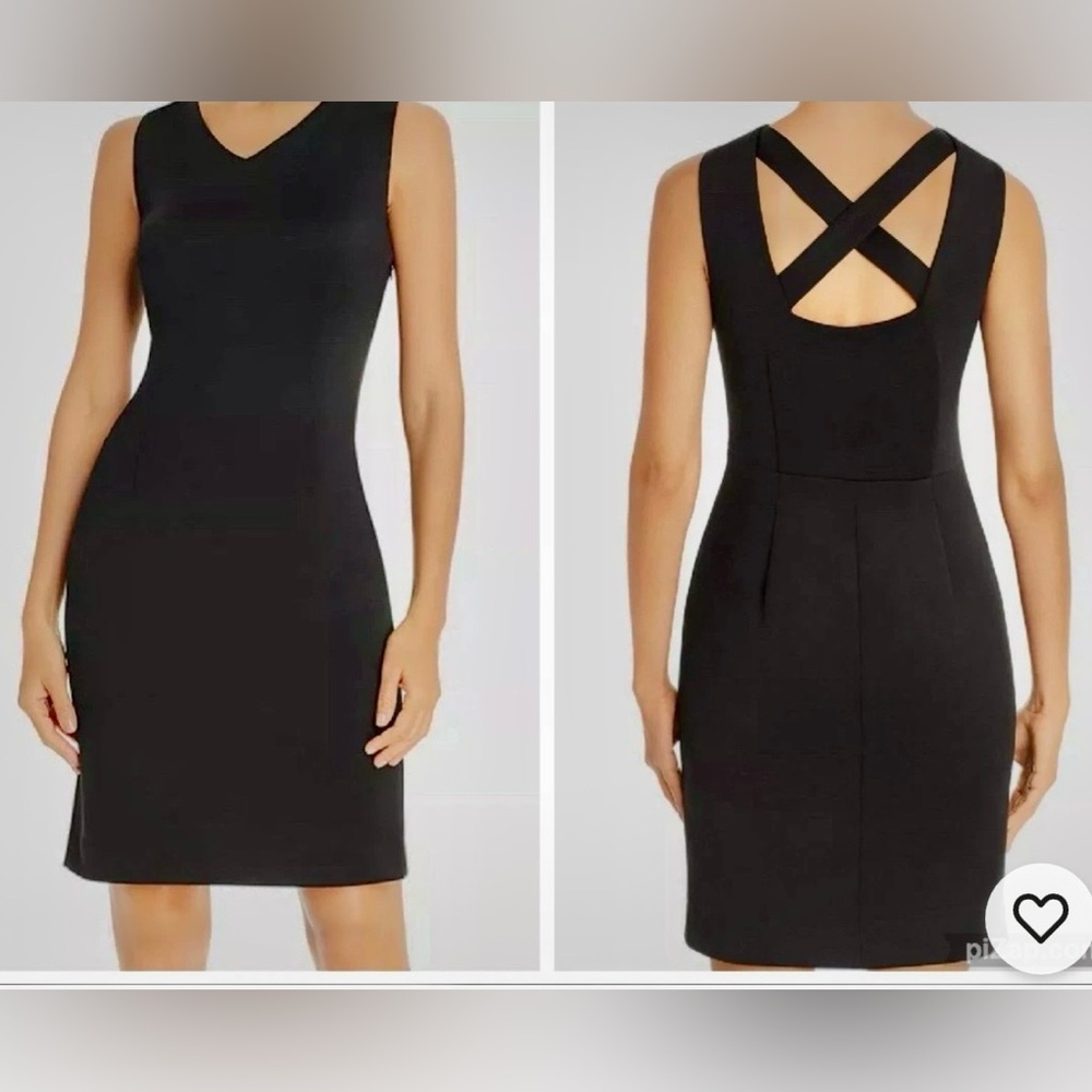 Tahari Black Cocktail Dress Criss Cross Strap Back Sz 14 NWOT